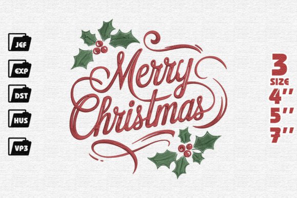 Elegant Merry Christmas with Holly