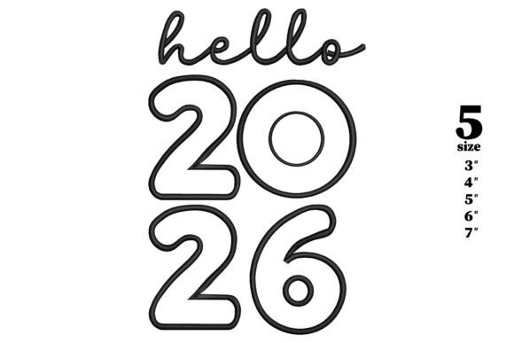 Hello 2026 Embroidery Design