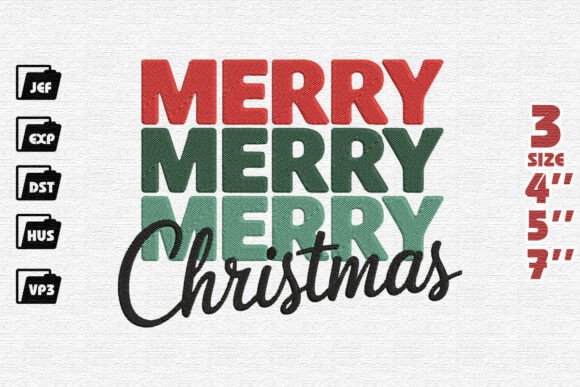 Retro Stacked Merry Merry Christmas